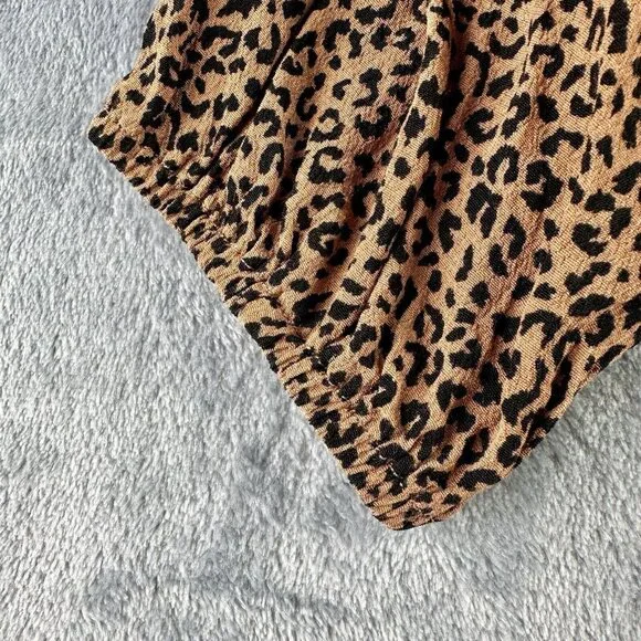 VICI Tiered Midi Dress Size Medium Tan/Black Leopard/Cheetah Print Tie Front - Picture 10 of 16